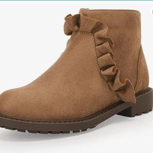 Coutgo NWOT Brown Ruffled Faux Suede Ankle Boots 13